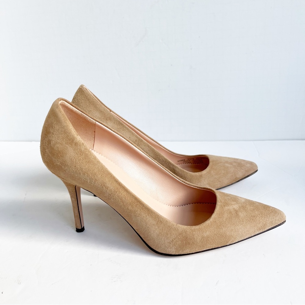 J.CREW tan suede heels sz. 6.5